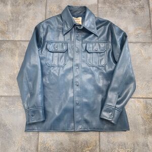 Vintage 70s Sutton Place Men's Medium Vinyl Faux Leather Lined Snap Jacket